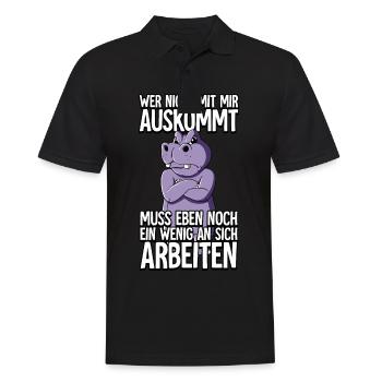 Nilpferd Wer Nicht Mit Mir Auskommt - Männer Poloshirt - Schwarz - Vorne - Kai (181cm)