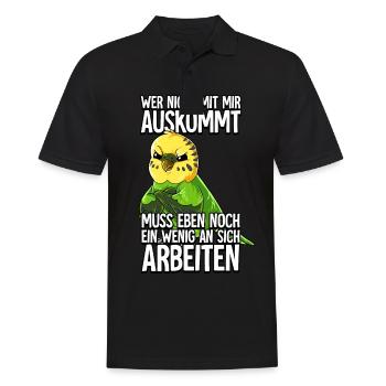 Wellensittich Wer Nicht Mit Mir Auskommt - Männer Poloshirt - Schwarz - Vorne - Kai (181cm)