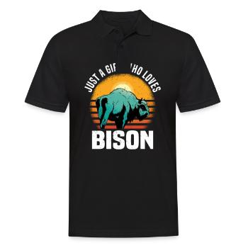 Büffel Bison Ochse Indianer Amerikanisch - Männer Poloshirt - Schwarz - Vorne - Kai (181cm)