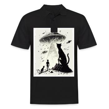Cat Kitten Space Alien Planet Astronaut - Men's Polo Shirt - black - Front - Kai (181cm)
