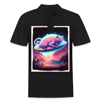 Cat Kitten Space Alien Planet Astronaut - Men's Polo Shirt - black - Front - Kai (181cm)