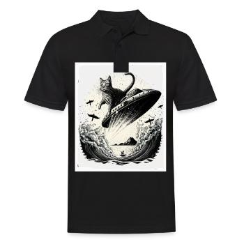 Cat Kitten Space Alien Planet Astronaut - Men's Polo Shirt - black - Front - Kai (181cm)