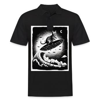 Cat Kitten Space Alien Planet Astronaut - Men's Polo Shirt - black - Front - Kai (181cm)