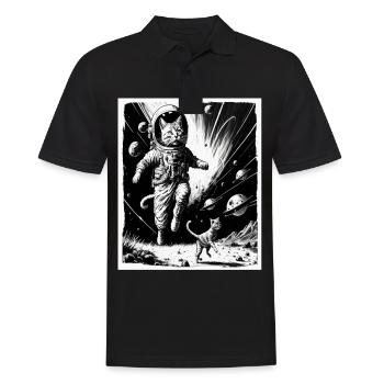 Cat Kitten Space Alien Planet Astronaut - Men's Polo Shirt - black - Front - Kai (181cm)