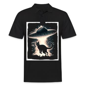 Cat Kitten Space Alien Planet Astronaut - Men's Polo Shirt - black - Front - Kai (181cm)