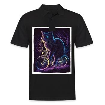 Cat Kitten Bike Bike Illustration abstraite - Polo Homme - noir - Devant - Kai (181cm)
