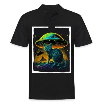 Cat Kitten Space Alien Planet Astronaut - Men's Polo Shirt - black - Front - Kai (181cm)