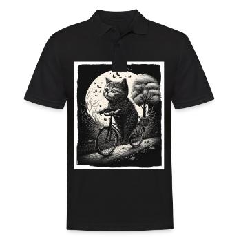 Cat Kitten Bike Bike Illustration abstraite - Polo Homme - noir - Devant - Kai (181cm)