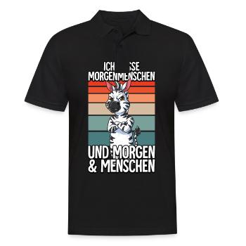 Ich Hasse Morgenmenschen Zebra - Männer Poloshirt - Schwarz - Vorne - Kai (181cm)