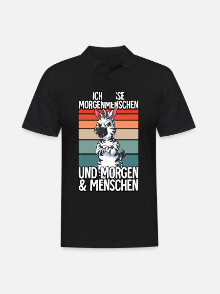Ich Hasse Morgenmenschen Zebra - Männer Poloshirt - Schwarz