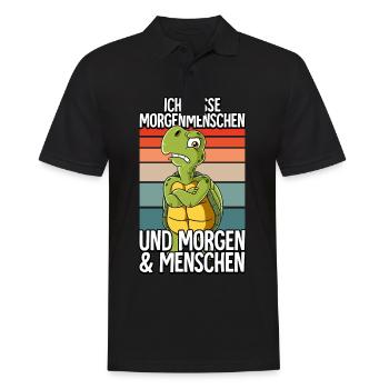 Ich Hasse Morgenmenschen Schildkröte - Männer Poloshirt - Schwarz - Vorne - Kai (181cm)