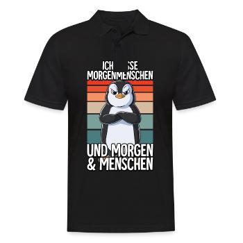 Ich Hasse Morgenmenschen Pinguin - Männer Poloshirt - Schwarz - Vorne - Kai (181cm)
