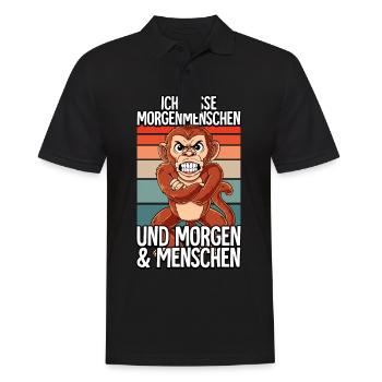 Ich Hasse Morgenmenschen Affe - Männer Poloshirt - Schwarz - Vorne - Kai (181cm)