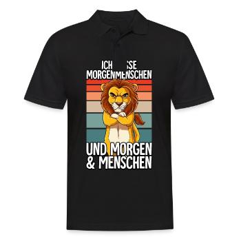 Ich Hasse Morgenmenschen Löwe - Männer Poloshirt - Schwarz - Vorne - Kai (181cm)