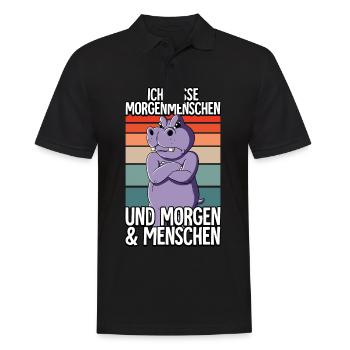 Ich Hasse Morgenmenschen Nilpferd - Männer Poloshirt - Schwarz - Vorne - Kai (181cm)
