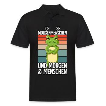 Ich Hasse Morgenmenschen Frosch - Männer Poloshirt - Schwarz - Vorne - Kai (181cm)