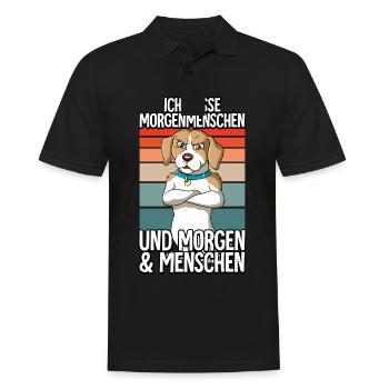 Ich Hasse Morgenmenschen Hund - Männer Poloshirt - Schwarz - Vorne - Kai (181cm)