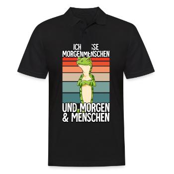 Ich Hasse Morgenmenschen Gecko - Männer Poloshirt - Schwarz - Vorne - Kai (181cm)