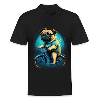 Süßer Hund Mops Bulldogge Fahrrad Fahrerin Fahrer - Männer Poloshirt - Schwarz - Vorne - Kai (181cm)