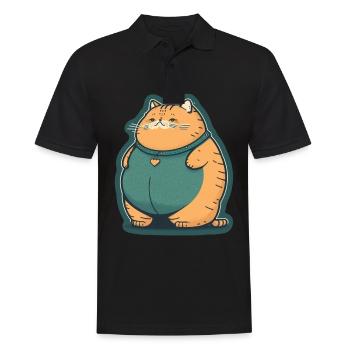 Dicke Katze Kätzchen Süßer Kater Schlafen Müde - Männer Poloshirt - Schwarz - Vorne - Kai (181cm)