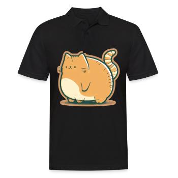 Big Cat Kitten Cute Cat Sleep Tired - Men's Polo Shirt - black - Front - Kai (181cm)