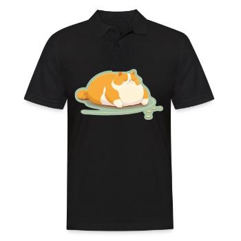 Big Cat Kitten Cute Cat Sleep Tired - Men's Polo Shirt - black - Front - Kai (181cm)