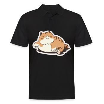 Big Cat Kitten Cute Cat Sleep Tired - Men's Polo Shirt - black - Front - Kai (181cm)
