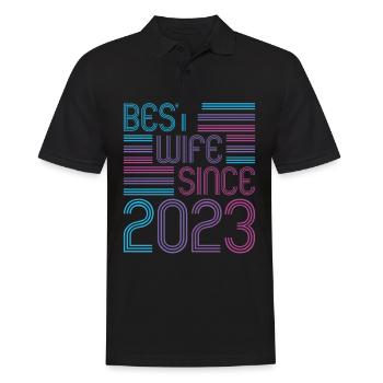 Meilleure épouse depuis 2023 1er anniversaire de mariage - Polo Homme - noir - Devant - Kai (181cm)