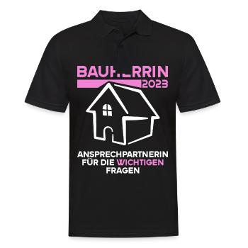 Bauherrin 2023 Ansprechpartnerin wichtigen Fragen - Männer Poloshirt - Schwarz - Vorne - Kai (181cm)