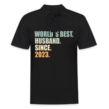 Meilleur mari depuis 2023 1er anniversaire de mariage - Polo Homme - noir - Devant - Kai (181cm)