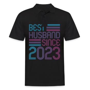 Meilleur mari depuis 2023 1er anniversaire de mariage - Polo Homme - noir - Devant - Kai (181cm)