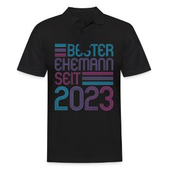 Meilleur mari depuis 2023 1er anniversaire de mariage - Polo Homme - noir - Devant - Kai (181cm)