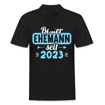 Meilleur mari depuis 2023 1er anniversaire de mariage - Polo Homme - noir - Devant - Kai (181cm)