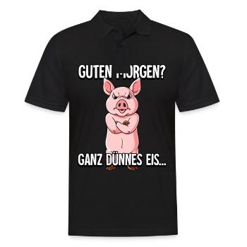 Guten Morgen Ganz Dünnes Eis Schwein - Männer Poloshirt - Schwarz - Vorne - Kai (181cm)