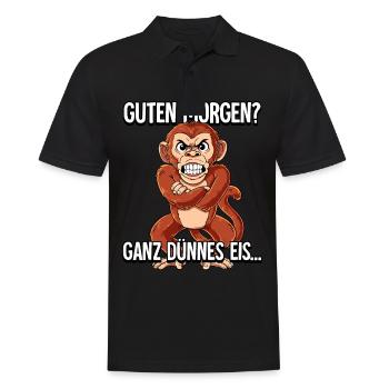 Guten Morgen Ganz Dünnes Eis Affe - Männer Poloshirt - Schwarz - Vorne - Kai (181cm)