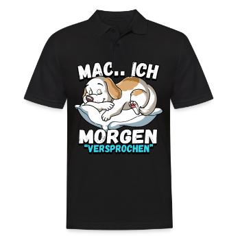 Mach Ich Morgen Versprochen Hund - Männer Poloshirt - Schwarz - Vorne - Kai (181cm)