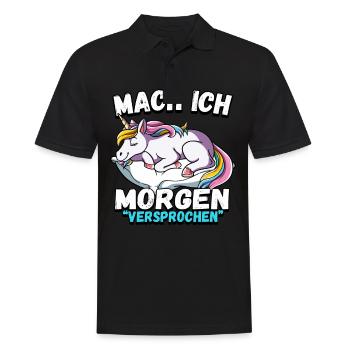 Mach Ich Morgen Versprochen Einhorn - Männer Poloshirt - Schwarz - Vorne - Kai (181cm)