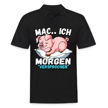 Mach Ich Morgen Versprochen Schwein - Männer Poloshirt - Schwarz - Vorne - Kai (181cm)