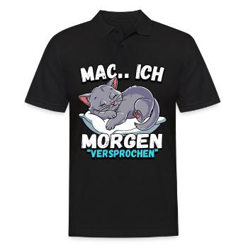 Mach Ich Morgen Versprochen Katze - Männer Poloshirt - Schwarz - Vorne - Kai (181cm)