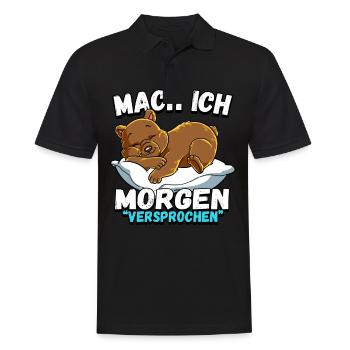 Mach Ich Morgen Versprochen Bär - Männer Poloshirt - Schwarz - Vorne - Kai (181cm)