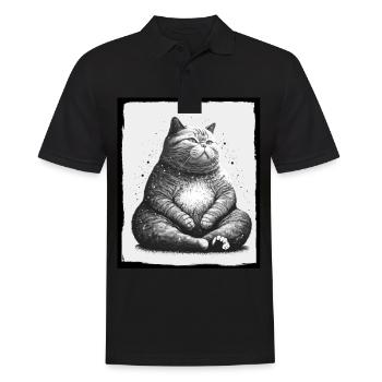Cuddly Cat Yoga Meditation Meditate Grunge - Men's Polo Shirt - black - Front - Kai (181cm)