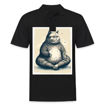 Cuddly Cat Yoga Meditation Meditate Grunge - Men's Polo Shirt - black - Front - Kai (181cm)