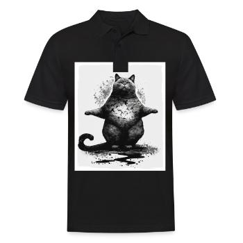 Cuddly Cat Yoga Meditation Meditate Grunge - Men's Polo Shirt - black - Front - Kai (181cm)