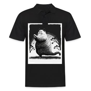 Cuddly Cat Yoga Meditation Meditate Grunge - Men's Polo Shirt - black - Front - Kai (181cm)