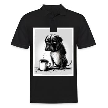 Dog Bulldog Coffee Cup Morning Grouch Cocoa Pug - Men's Polo Shirt - black - Front - Kai (181cm)