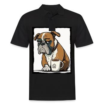 Dog Bulldog Coffee Cup Morning Grouch Cocoa Pug - Men's Polo Shirt - black - Front - Kai (181cm)