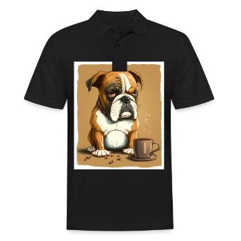 Dog Bulldog Coffee Cup Morning Grouch Cocoa Pug - Men's Polo Shirt - black - Front - Kai (181cm)