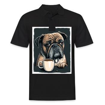 Dog Bulldog Coffee Cup Morning Grouch Cocoa Pug - Men's Polo Shirt - black - Front - Kai (181cm)