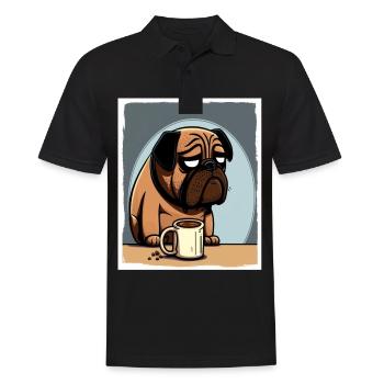 Dog Bulldog Coffee Cup Morning Grouch Cocoa Pug - Men's Polo Shirt - black - Front - Kai (181cm)