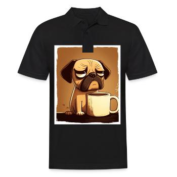 Dog Bulldog Coffee Cup Morning Grouch Cocoa Pug - Men's Polo Shirt - black - Front - Kai (181cm)